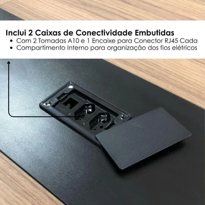 Mesa Modular Y37mr637 Moderno Sem Gavetas Mdp 179cm Preto Artany — foto 3