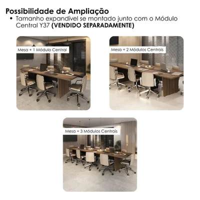 Mesa Modular Y37mr637 Moderno Sem Gavetas Mdp 179cm Preto Artany — foto 5