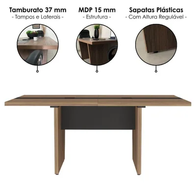 Mesa Modular Y37mr637 Moderno Sem Gavetas Mdp 179cm Preto Artany — foto 6