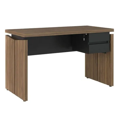 Mesa Escritório Y37 Moderno 2 Gavetas Mdp 125cm Preto Artany