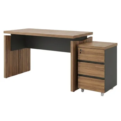 Mesa Escritório Y37 Moderno 3 Gavetas Mdp 125cm Preto Artany