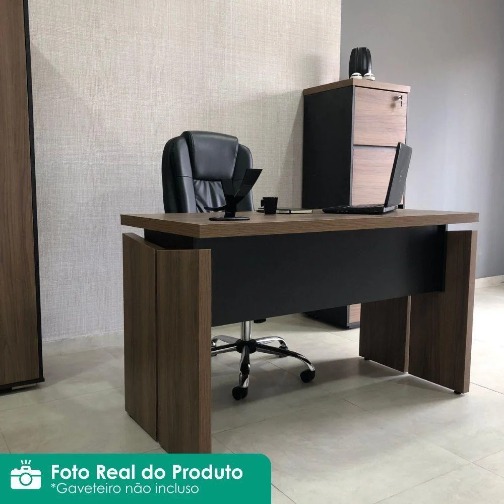 Imagem 5 de 5 do produto Mesa Escritório Y37 Moderno 3 Gavetas Mdp 125cm Preto Artany