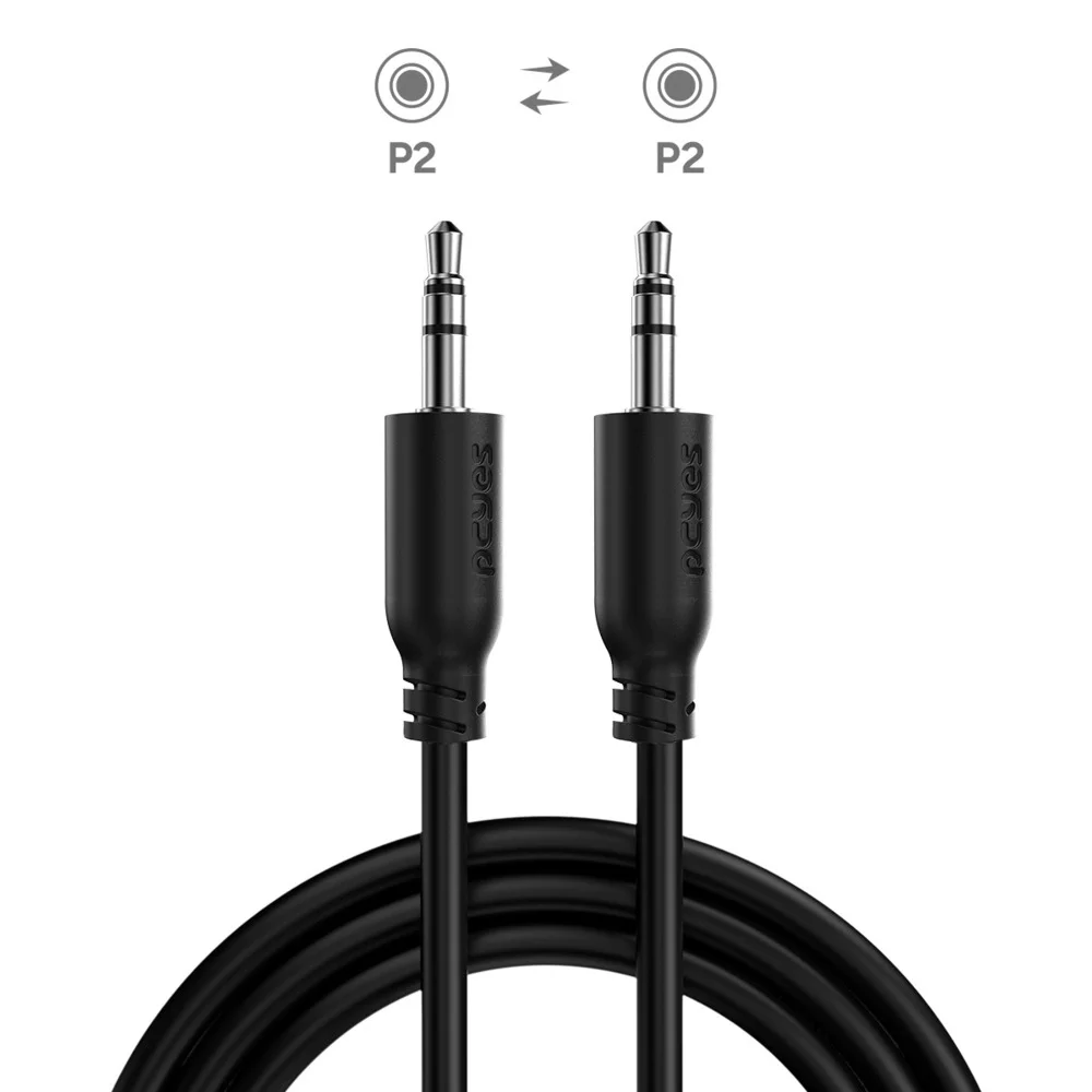 Imagem 2 de 4 do produto Cabo Auxiliar De Audio P2 3.5mm M Para P2 3.5mm M - 5 Mts - P35m-5