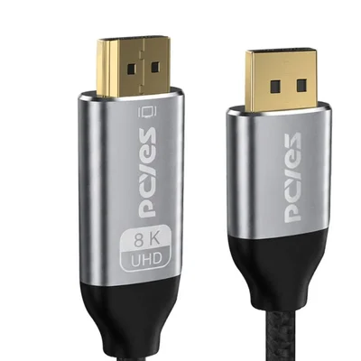 Cabo Displayport 1.4 Para HDMI 2.1 M - Preto - 2 Mts - Nylon - Pdphm-2n