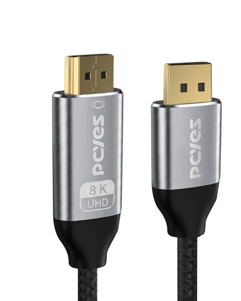 Cabo Displayport 1.4 Para HDMI 2.1 M - Preto - 2 Mts - Nylon - Pdphm-2n