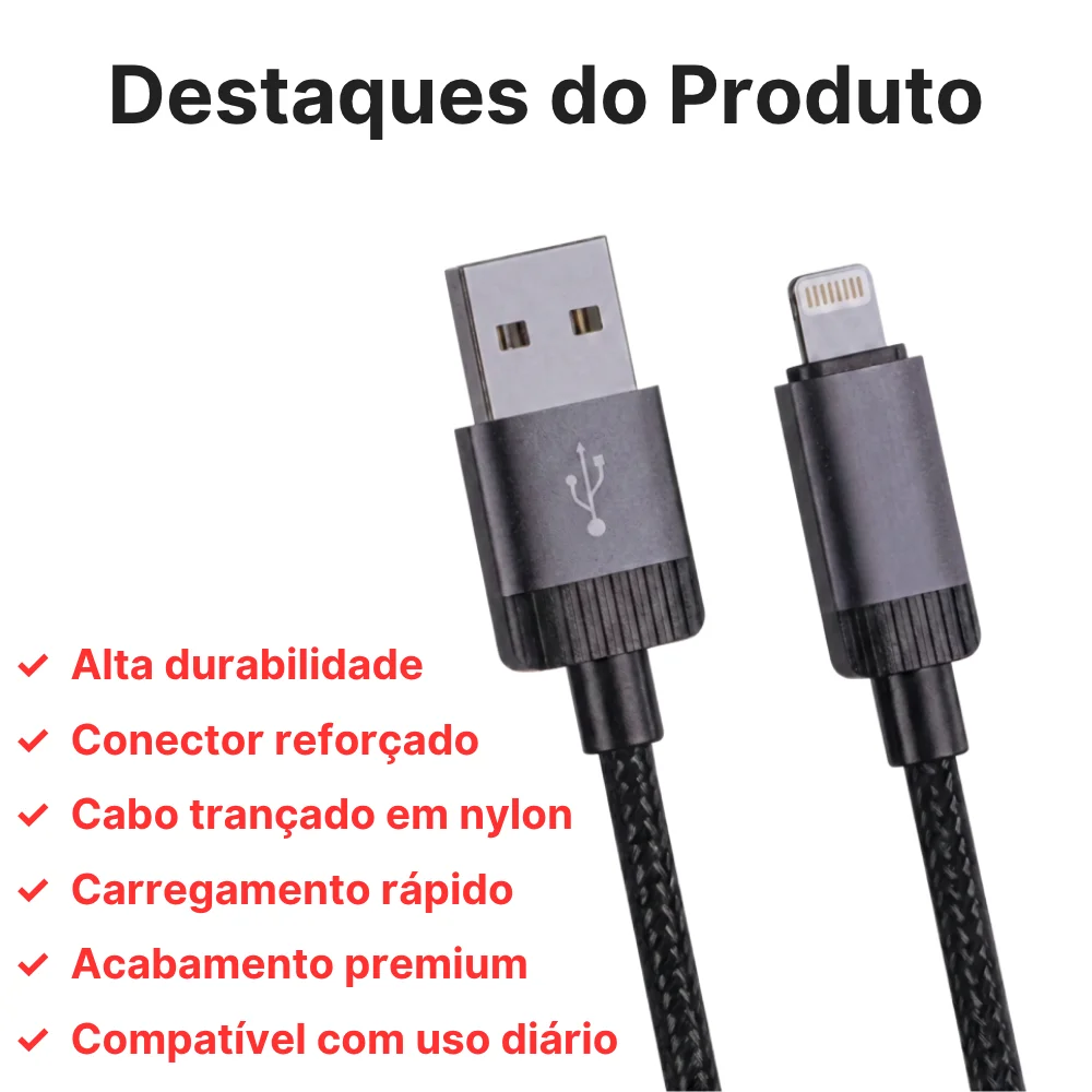 Imagem 4 de 5 do produto Cabo Carregador Turbo Compatível Iphone 7 8 11 Se 12 13 14