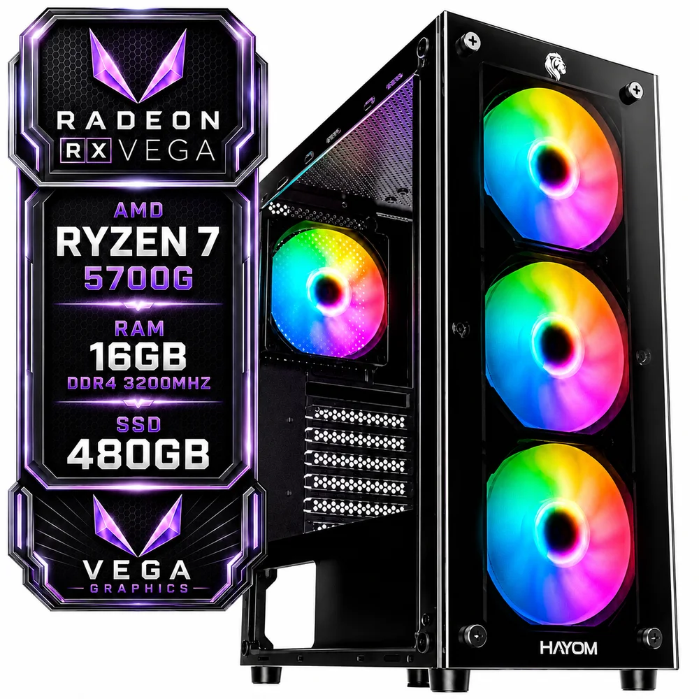 Gamer 1 - Ryzen 7 5700g, SSD 480GB, 16gb de Ram + Wifi - Torre