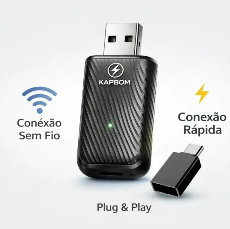 Imagem 2 de 5 do produto Adaptador Carplay Android Auto Sem Fio 2 Em 1 Kapbom