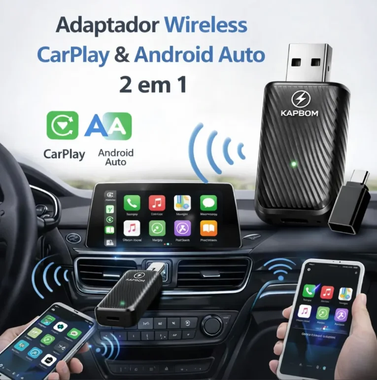Imagem 4 de 5 do produto Adaptador Carplay Android Auto Sem Fio 2 Em 1 Kapbom