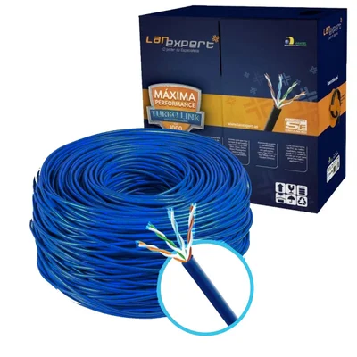Caixa Cabo De Rede Azul Lan Expert Cobre Cat5e Anatel 100m