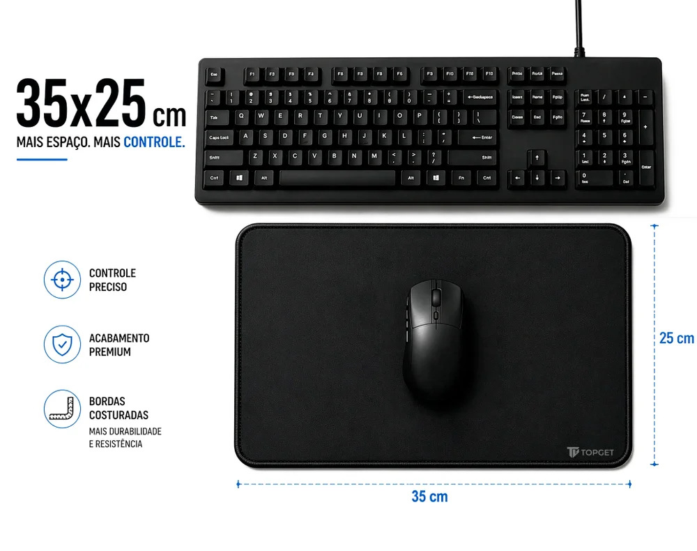 Imagem 5 de 5 do produto Mouse Pad 35x25 Cm Titancontrol Gamer E Home Office Premium Topget - Preto