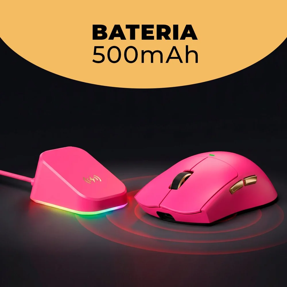 Imagem 4 de 5 do produto Mouse Gamer Sem Fio Mchose K7 Ultra Paw3950 8.000hz Dock Magnética RGB 59g