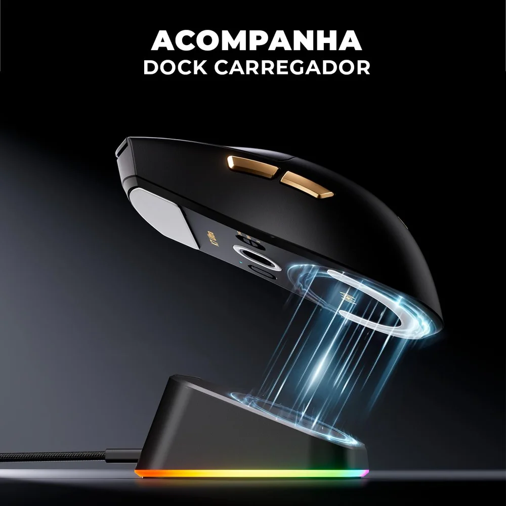 Imagem 4 de 5 do produto Mouse Sem Fio Mchose K7 Ultra  8000hz Dock RGB 360° Paw3950