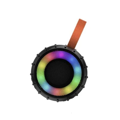 Caixa De Som A Prova D'água Redonda LED RGB Rádio Fm