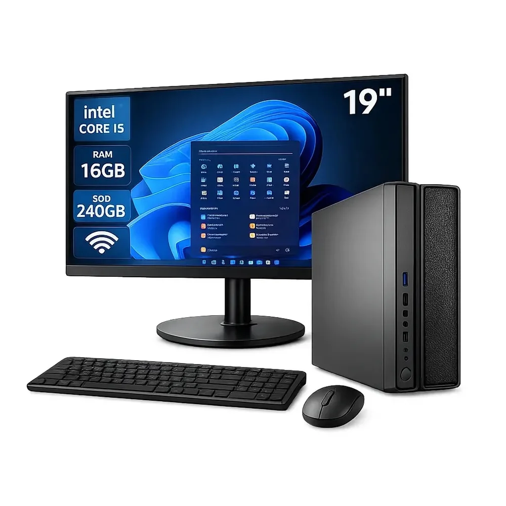 Mini PC Intel Core i5 16gb Ram SSD 240GB Wifi Monitor Teclado E Mouse