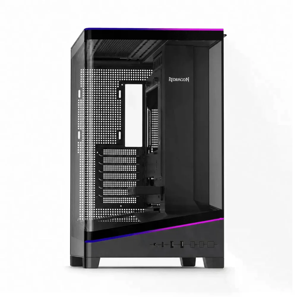 Gabinete Gamer Redragon View, Mid Tower, Preto, Sem Fonte, Sem Fans, Ca-622b