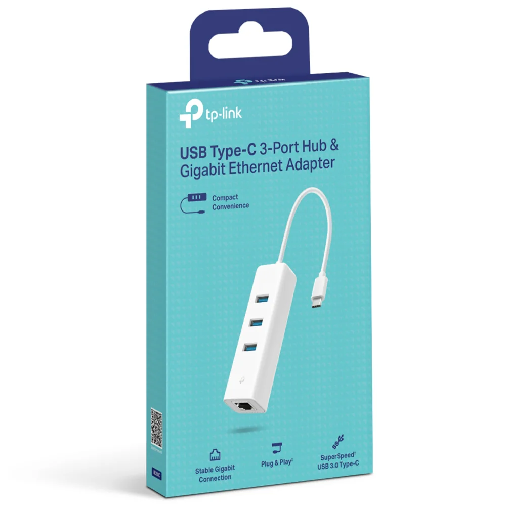 Imagem 2 de 3 do produto Hub Usb-c Tp-link Ue330c Ethernet Gigabit 4 Portas / 3 Usb 3.0 / 1 Rj-45