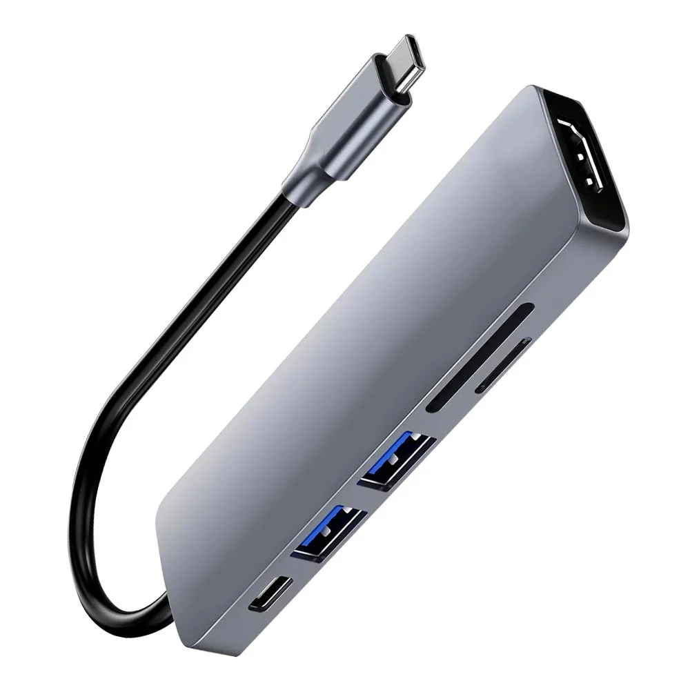 Imagem 3 de 3 do produto Hub Usb-c 3.1 Satellite A-hubc55 6 Portas / HDMI / 2 Usb 3.0 / Sd / Tf / Usb-c Fêmea - Cinza