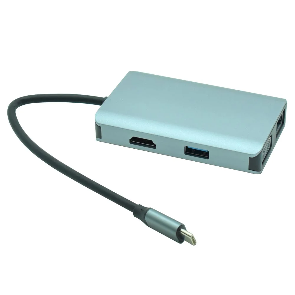 Imagem 2 de 2 do produto Hub Usb-c 3.1 Satellite A-hubc57 7 Portas / HDMI / 3 Usb 3.0 / Rj45 / Vga / Usb-c Fêmea - Cinza