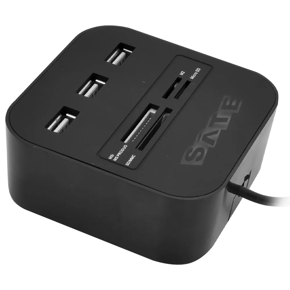 Imagem 3 de 3 do produto Hub Usb 2.0 + Leitor De Cartão Satellite A-hub07 3 Portas / Sd / Ms / Pro Duo / M.2