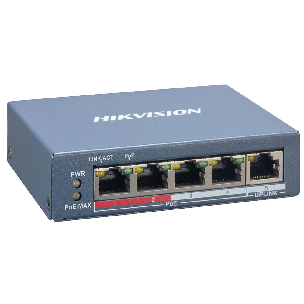 Imagem 2 de 3 do produto Hub Switch Hikvision Ds-3e1105p-ei/m 4 Portas / Poe / 10/100mbps