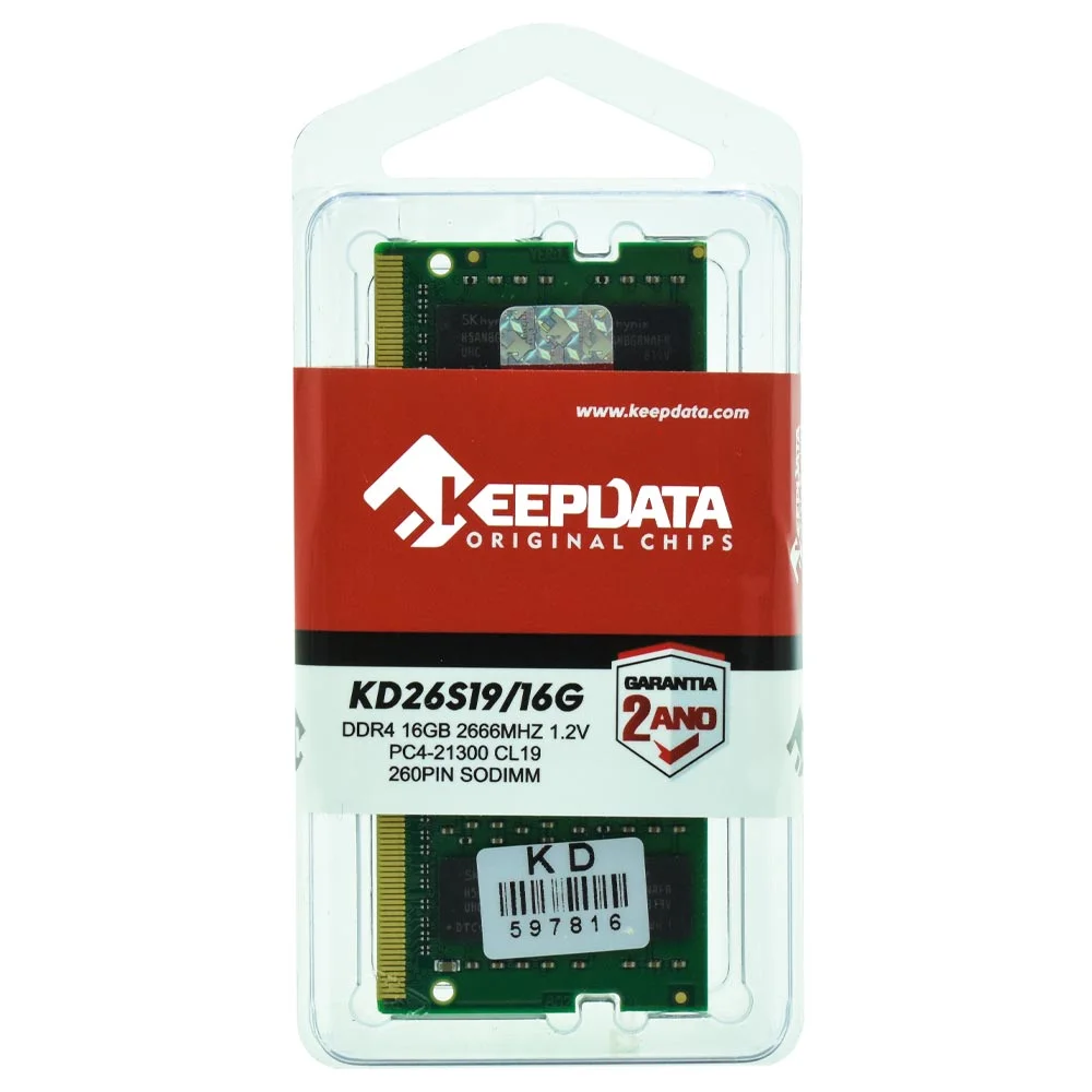 Imagem 3 de 3 do produto Memória Ram Para Notebook Keepdata Ddr4 16gb 2666mhz - Kd26s19/16g