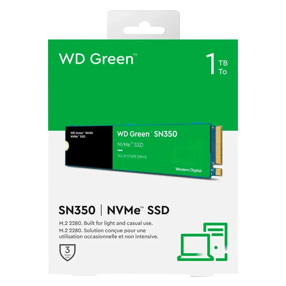 Imagem 2 de 3 do produto SSD WD M.2 1TB Sn350 Green Nvme - Wds100t2g0c