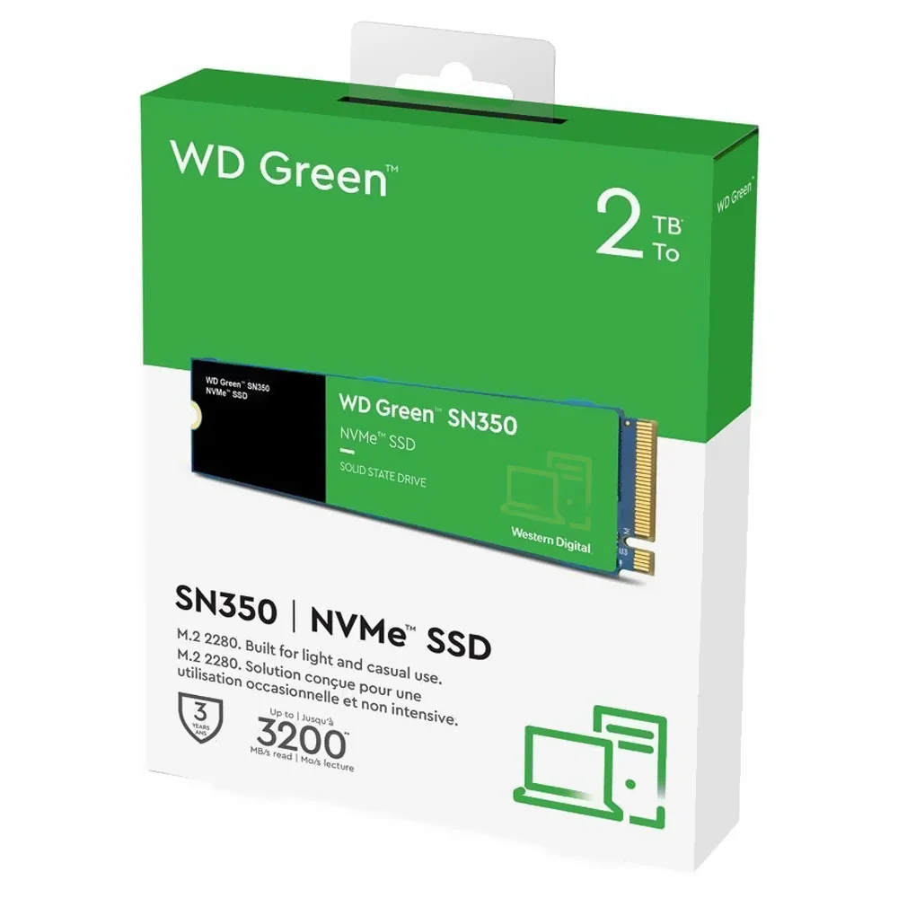 Imagem 2 de 3 do produto SSD WD M.2 2TB Sn350 Green Nvme - Wds200t3g0c