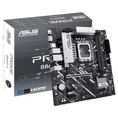 Placa Mãe Asus Prime B860m-k Socket LGA 1851 Ddr5 Micro Atx 4 Slots Memória 128GB Suporte Intel 10ª E 11ª Geração