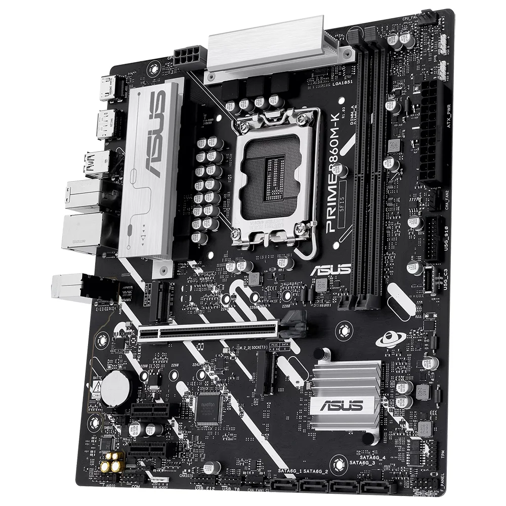 Imagem 2 de 3 do produto Placa Mãe Asus Prime B860m-k Socket LGA  1851 Ddr5 Micro Atx 4 Slots Memória 128GB Suporte Intel 10ª E 11ª Geração