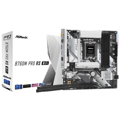 Placa Mãe Asrock B760m Pro Rs Wi-fi Socket LGA  1700 Ddr5 Micro Atx Bluetooth 5.2 PCie 4.0 RGB 4x Dimm