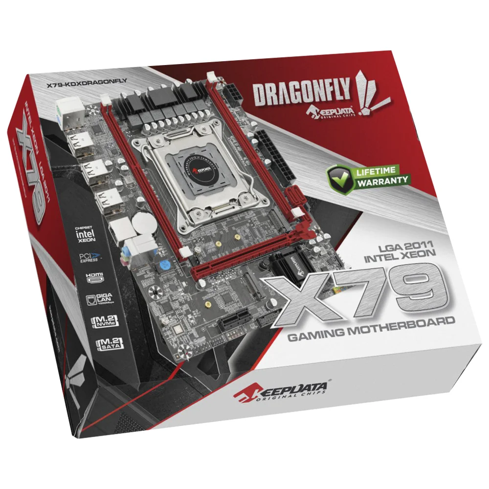 Imagem 2 de 3 do produto Placa Mãe Keepdata X79-kdxdragonfly Socket LGA  2011 Ddr3 Atx 4 Slots Memória Suporte Crossfire Sli
