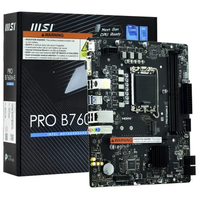 Placa Mãe Msi Pro B760m-e LGA 1700 Micro Atx Vga Ddr5 4 Slots Usb 3.2 Gen 2 Áudio Hd Gaming