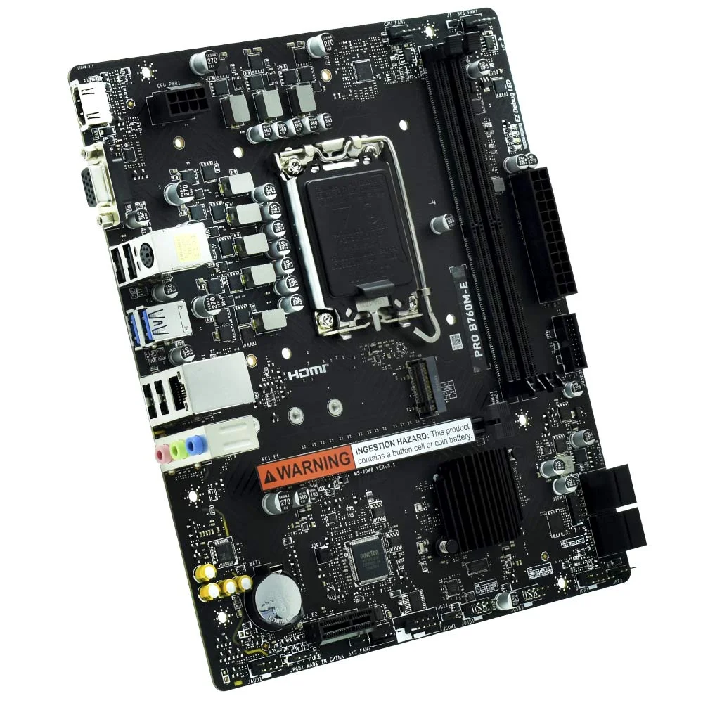 Imagem 3 de 3 do produto Placa Mãe Msi Pro B760m-e LGA  1700 Micro Atx Vga Ddr5 4 Slots Usb 3.2 Gen 2 Áudio Hd Gaming