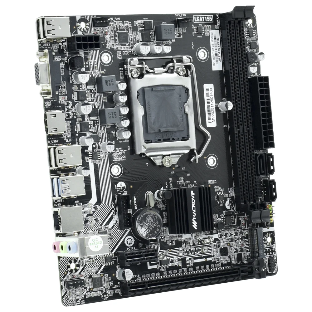 Imagem 2 de 3 do produto Placa Mãe Macrovip Mv-b75v2 Socket LGA  1155 Vga Ddr3 1600mhz Atx Conectividade Usb 3.0 Sata Iii