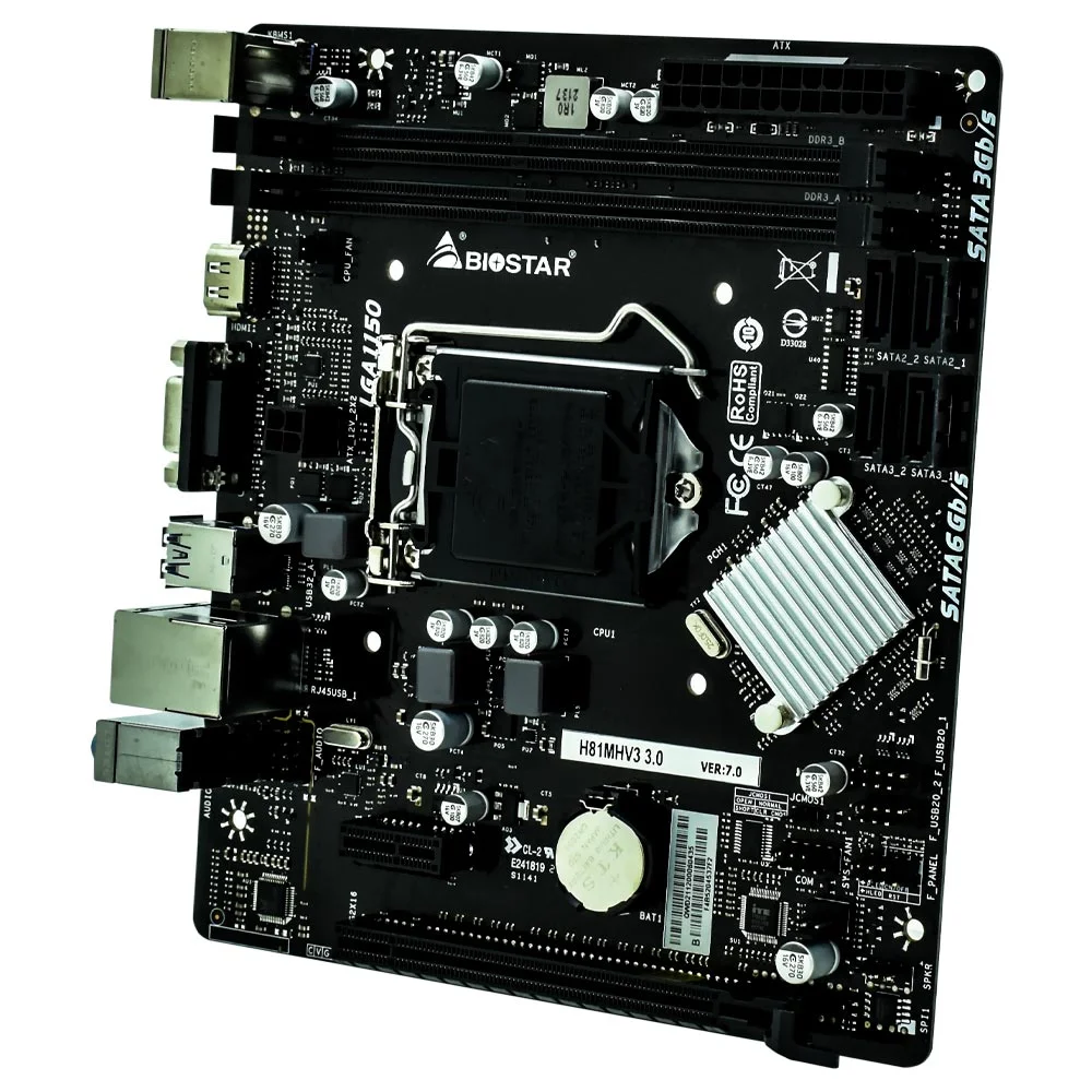 Imagem 2 de 3 do produto Placa Mãe Biostar H81mhv3 3.0 Socket LGA  1150 / Vga / Ddr3