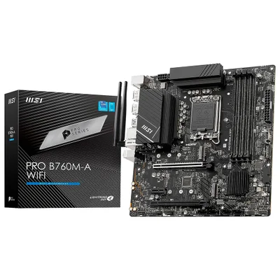 Placa Mãe Msi Pro B760m-a Wi-fi LGA 1700 Ddr5 Micro Atx Wi-fi 6 Bluetooth 5.2 4 Slots Ram M.2 PCie 4.0