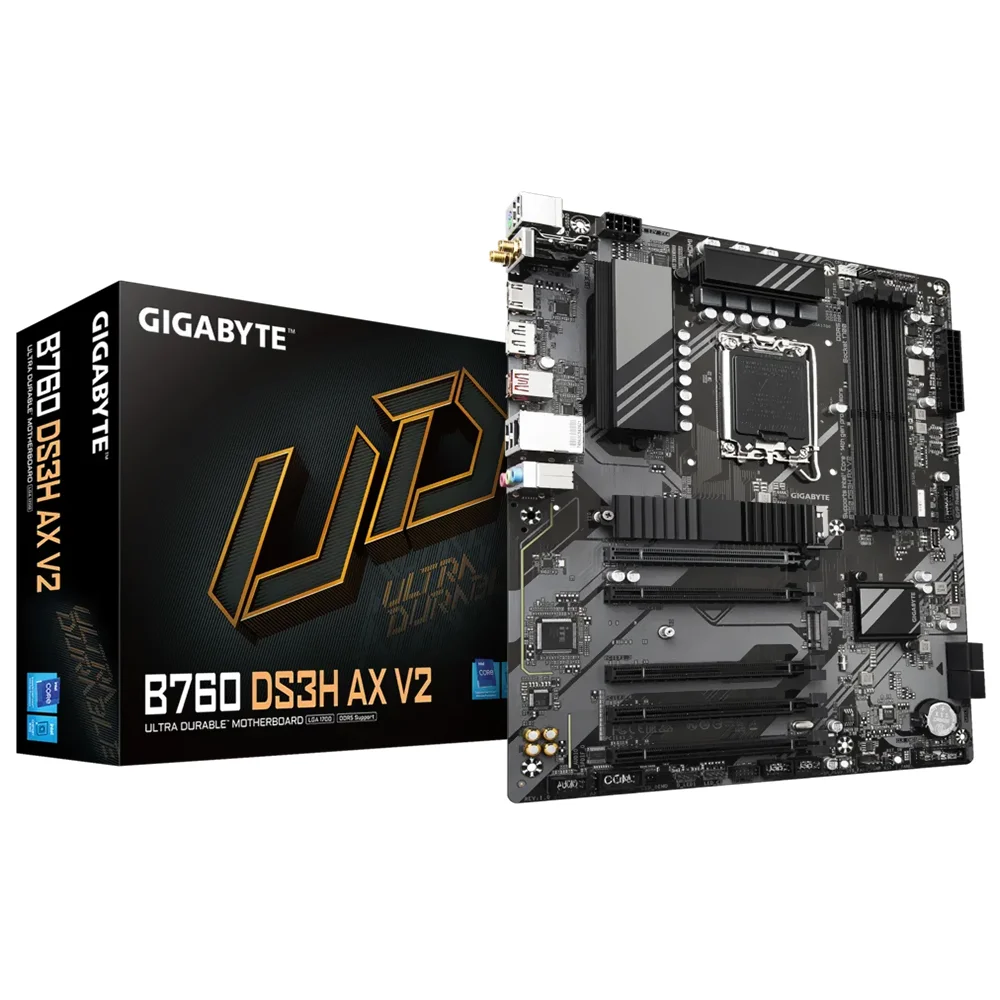 Placa Mãe Gigabyte B760 Ds3h Ax V2 Socket LGA 1700 Ddr5 Atx Wi-fi 6 Bluetooth 5.2 M.2 PCie 4.0 RGB