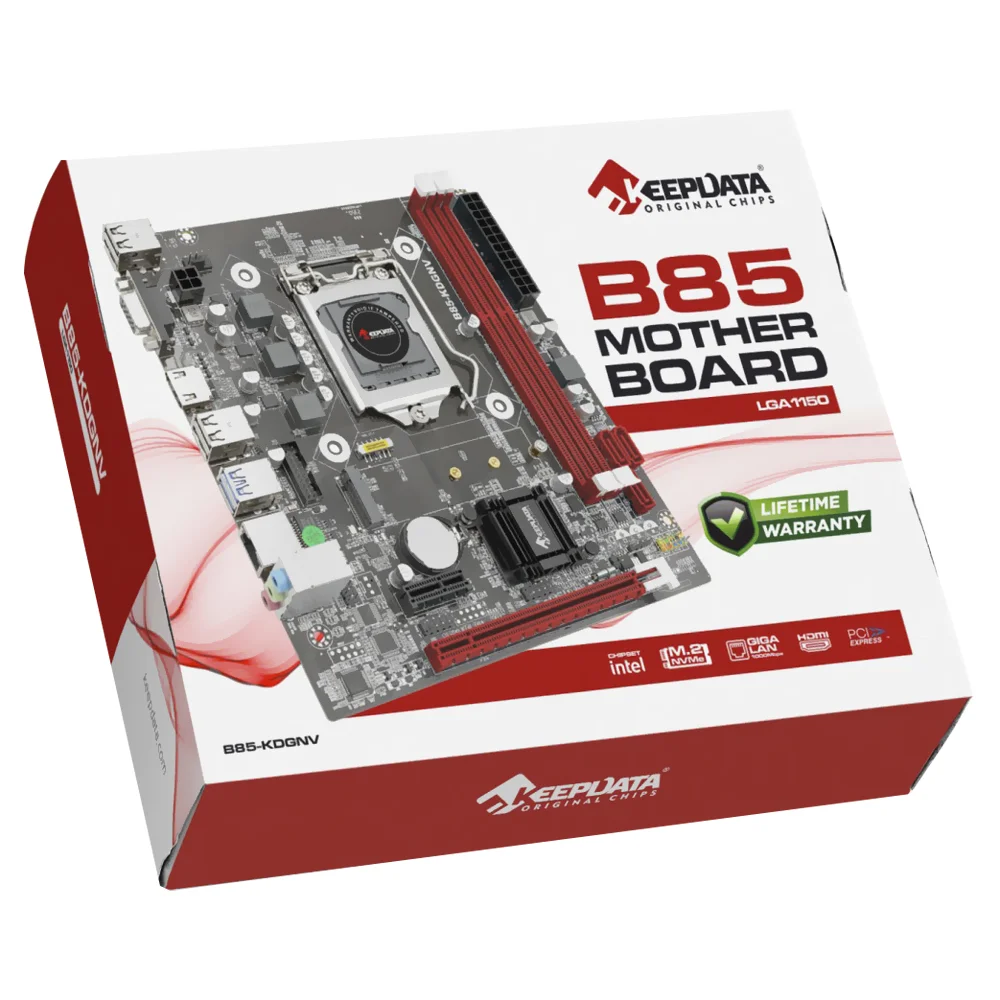 Imagem 2 de 3 do produto Placa Mãe Keepdata B85-kdgnv Socket LGA  1150 Vga Ddr3 32gb Suporte Intel 4ª Geração Chipset B85 Atx