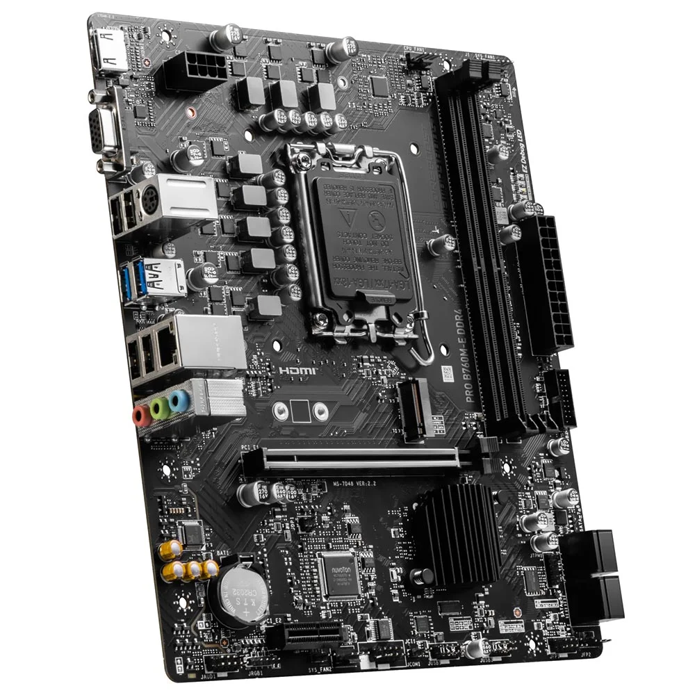 Imagem 2 de 3 do produto Placa Mãe Msi Pro B760m-e Ddr4 Socket LGA  1700 Micro Atx 4 Slots Memória 3200mhz Suporte Intel 12ª Geração