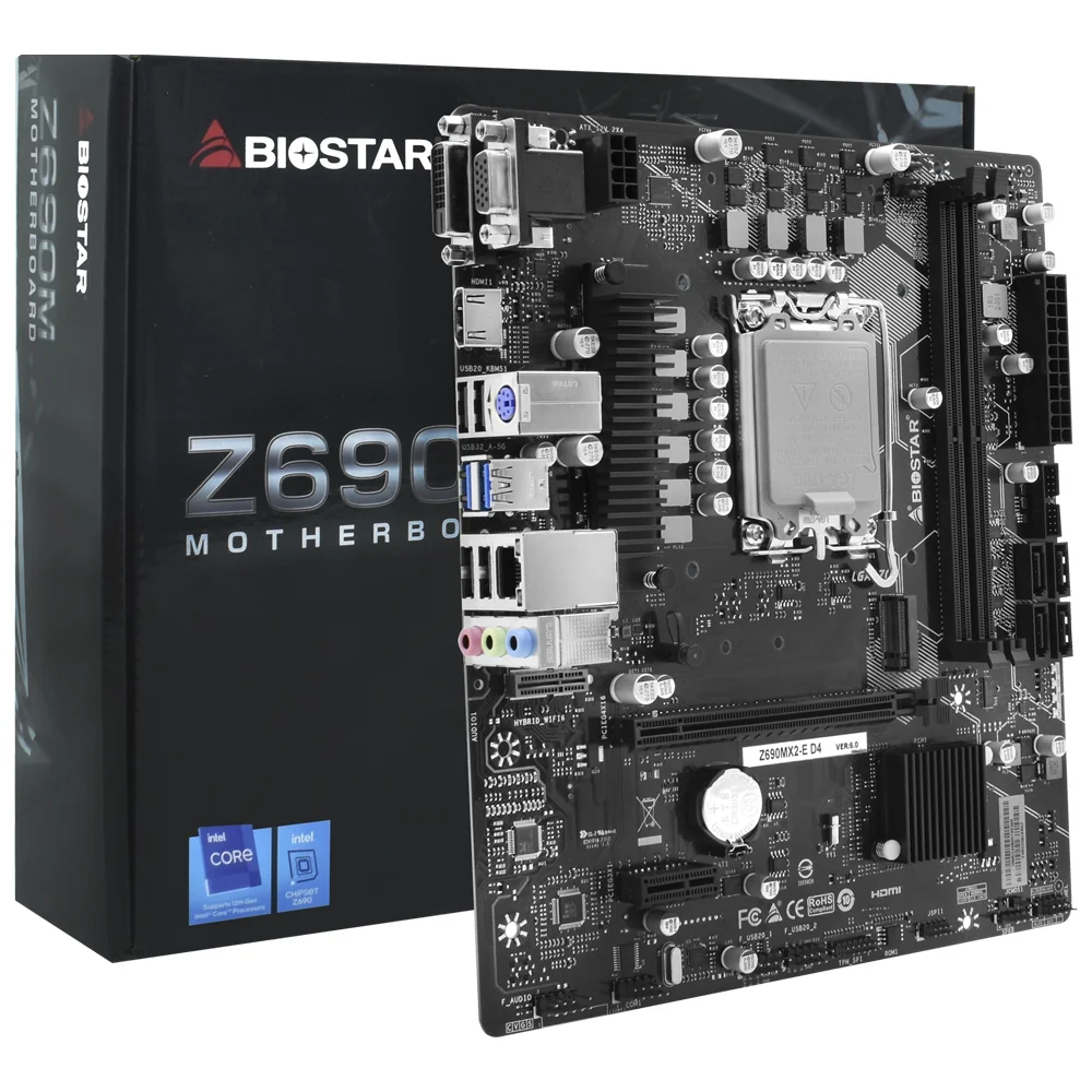 Placa Mãe Biostar Z690mx2-e D4 Socket LGA 1700 Ddr4 Atx 4x Ddr4 3200mhz PCie 4.0 Usb 3.2 Gen 2 RGB