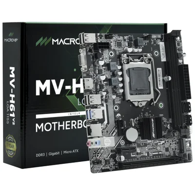Placa Mãe Macrovip Mv-h61v2 Socket LGA  1155 Vga Ddr3 2 Slots Suporte Até 16gb Chipset Intel Ideal Para Montagem PC