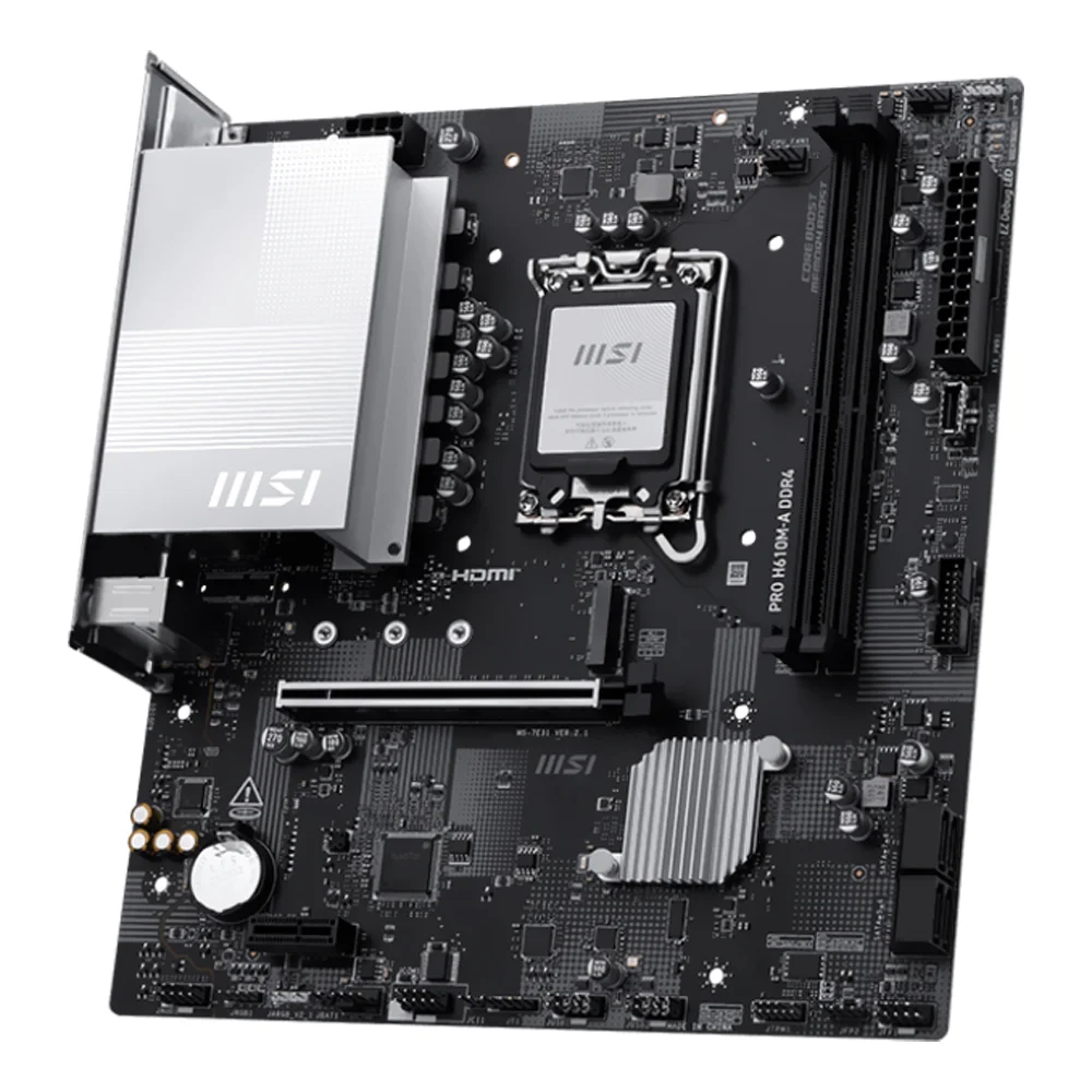 Imagem 2 de 3 do produto Placa Mãe Msi Pro H610m-a LGA  1700 Ddr4 Micro Atx 2 Slots Memória 3200mhz Suporte 11ª Geração Intel