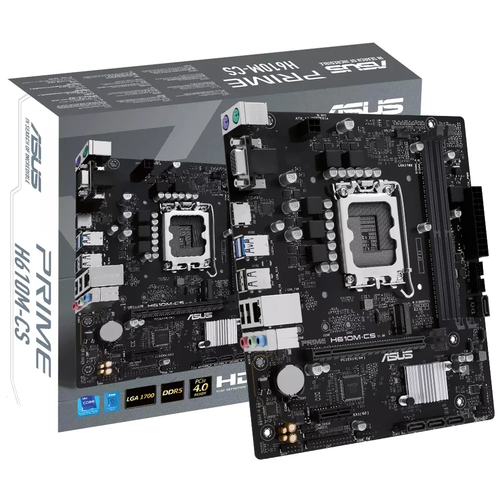 Placa Mãe Asus Prime H610m-cs Socket LGA 1700 Ddr5 Micro Atx 2x Dimm 4800mhz PCie 4.0 HDMI Usb 3.2 Gen 1