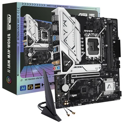 Placa Mãe Asus B760m-ayw Wi-fi Ii LGA 1700 Ddr5 Micro Atx Wi-fi 6 Bluetooth 5.2 4x Sata 3 4x Usb 3.2 Gen 2