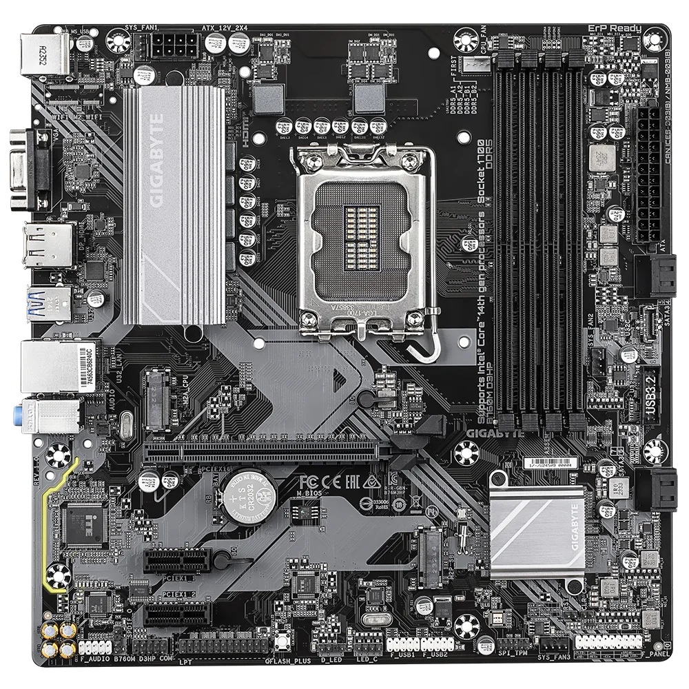 Imagem 2 de 3 do produto Placa Mãe Gigabyte B760m D3hp Socket LGA  1700 Ddr5 Micro Atx 4x Ddr5 4800mhz PCie 4.0 RGB Usb 3.2 Gen 2