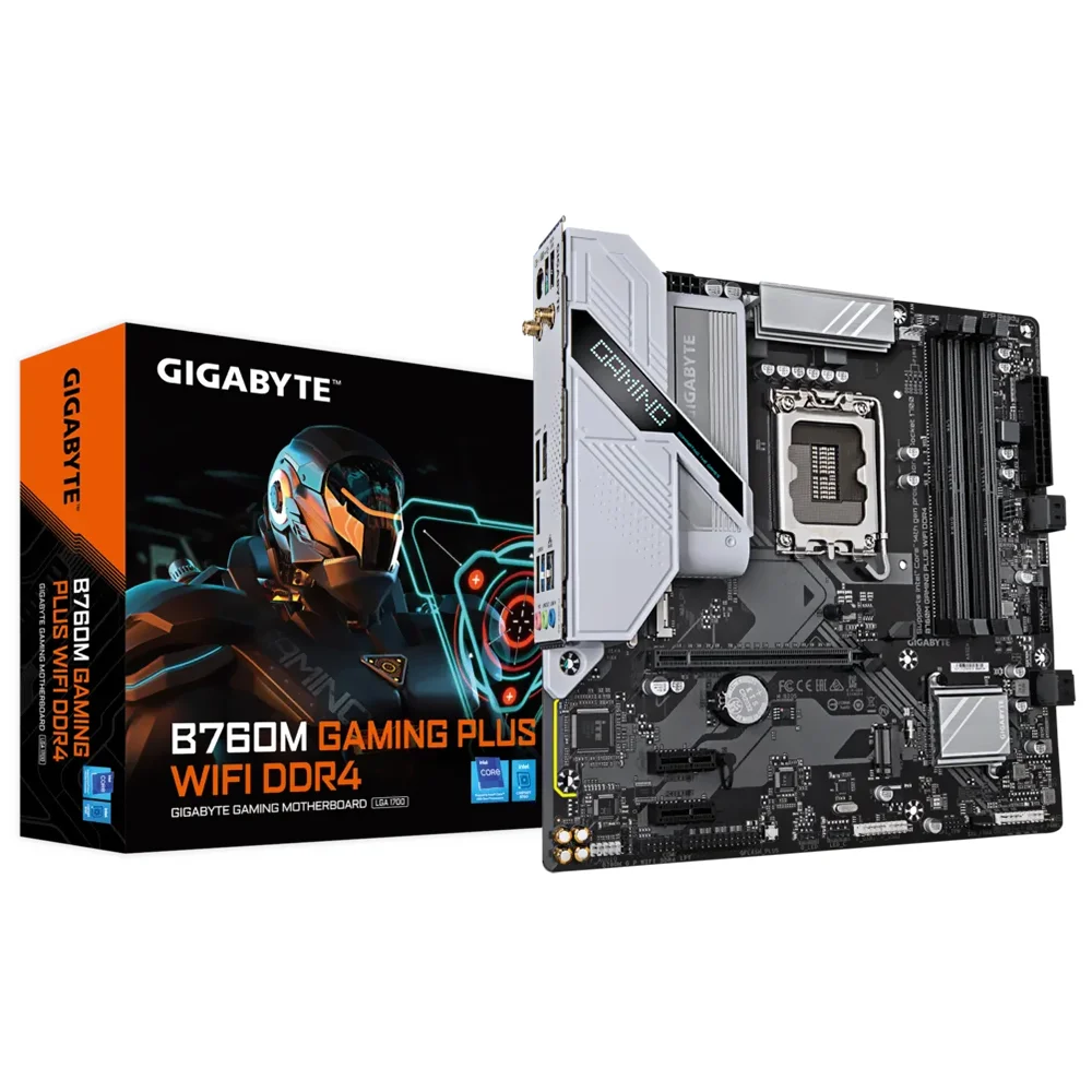 Placa Mãe Gigabyte B760m Gaming Plus Wi-fi Ddr4 LGA 1700 Micro Atx 4 Slots Memória 3200mhz Bluetooth 5.2 RGB