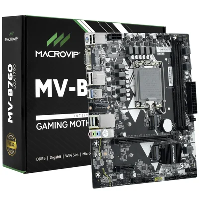 Placa Mãe Macrovip Mv-b760 Socket LGA 1700 Vga Ddr5 Atx 4 Slots Memória Suporte Intel 12ª Geração