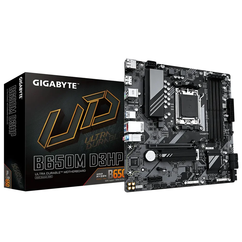 Placa Mãe Gigabyte B650m D3hp Socket Am5 Ddr5 Micro Atx 4x Sata 6gb/s PCie 4.0 RGB Áudio 7.1