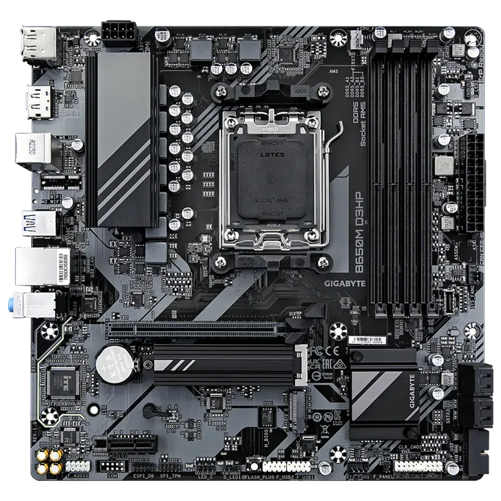 Imagem 2 de 3 do produto Placa Mãe Gigabyte B650m D3hp Socket Am5 Ddr5 Micro Atx 4x Sata 6gb/s PCie 4.0 RGB Áudio 7.1